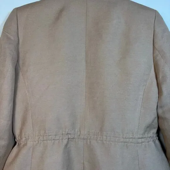 NWOT Calvin Klein Womens Linen Cinched Blazer Size 6 One Button Tan Breathable - Picture 9 of 14